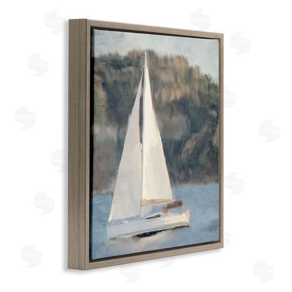 Stupell Industries Kim Allen | Nautical Sailboat Rocky Mountain Cliffs Wall Art