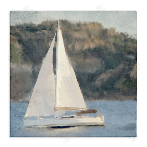 stupell industries Kim Allen | Nautical Sailboat Rocky Mountain Cliffs Wall Art