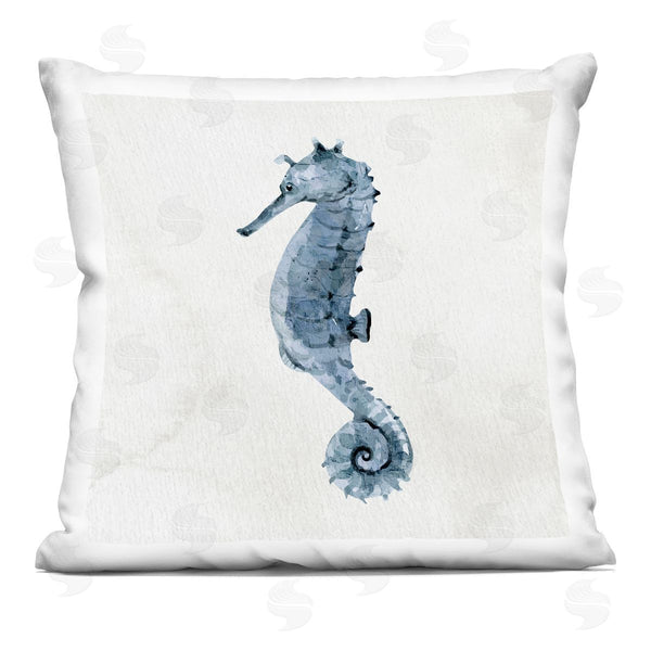 stupell industries Kim Allen | Navy Blue Seahorse Watercolor Detail Sea Life Printed Throw Pillow
