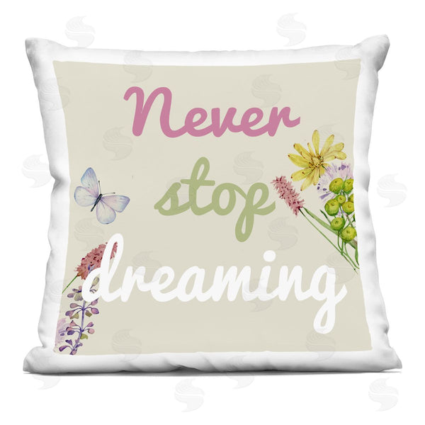 stupell industries Kim Allen | Never Stop Dreaming with Florals Printed Throw Pillow