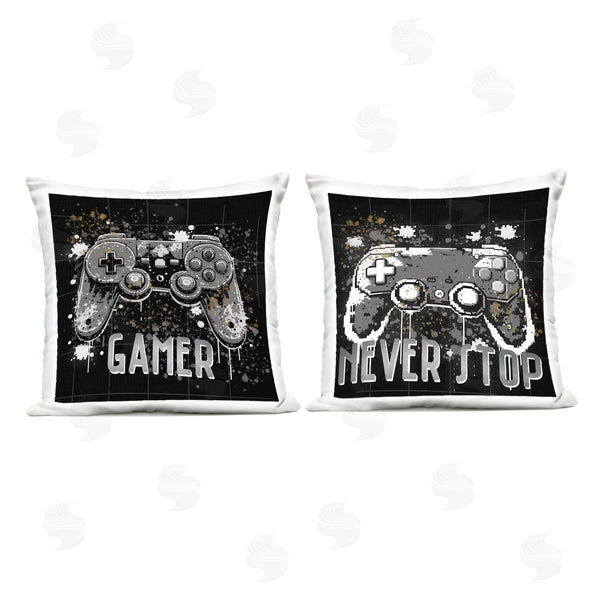Stupell Industries Kim Allen | Never Stop Modern Gamer Printed Throw Pillow Set