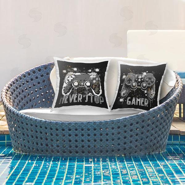 Stupell Industries Kim Allen | Never Stop Modern Gamer Printed Throw Pillow Set