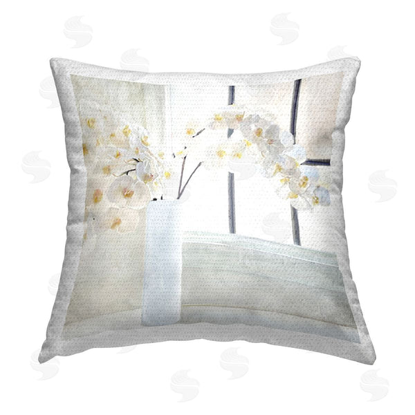 Stupell Industries Kim Allen | Orchid Stems Windowsill Printed Throw Pillow