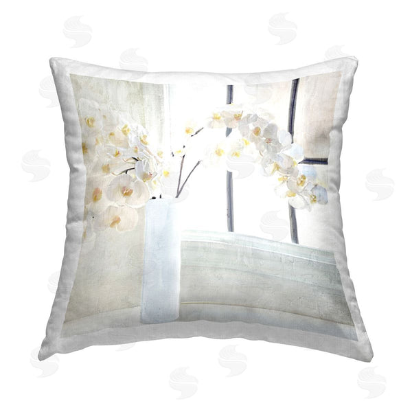 stupell industries Kim Allen | Orchid Stems Windowsill Printed Throw Pillow
