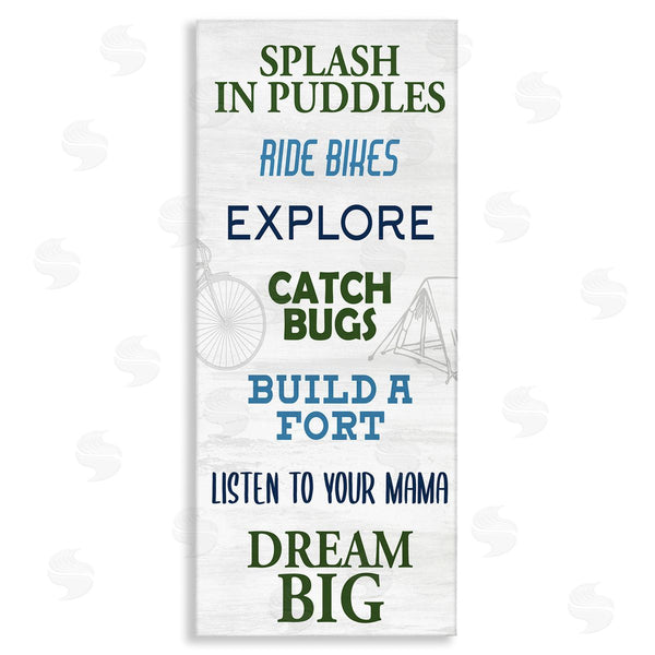 stupell industries Kim Allen | Outdoor Adventure Activities Chart Blue Green Phrases