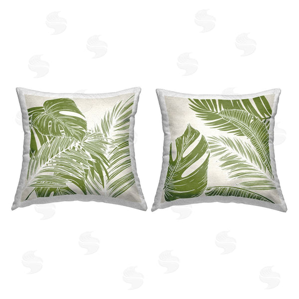 Stupell Industries Kim Allen | Overlapping Palm Leaves Printed Throw Pillow Set