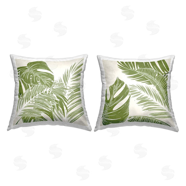 stupell industries Kim Allen | Overlapping Palm Leaves Printed Throw Pillow Set