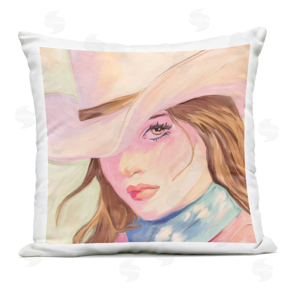 Stupell Industries Kim Allen | Pastel Cowgirl Brunette Printed Throw Pillow