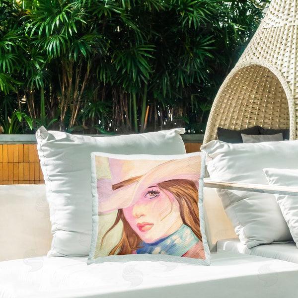 Stupell Industries Kim Allen | Pastel Cowgirl Brunette Printed Throw Pillow