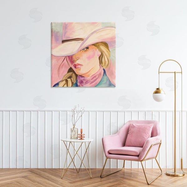 Stupell Industries Kim Allen | Pastel Cowgirl Gaze Beneath Hat Wall Art