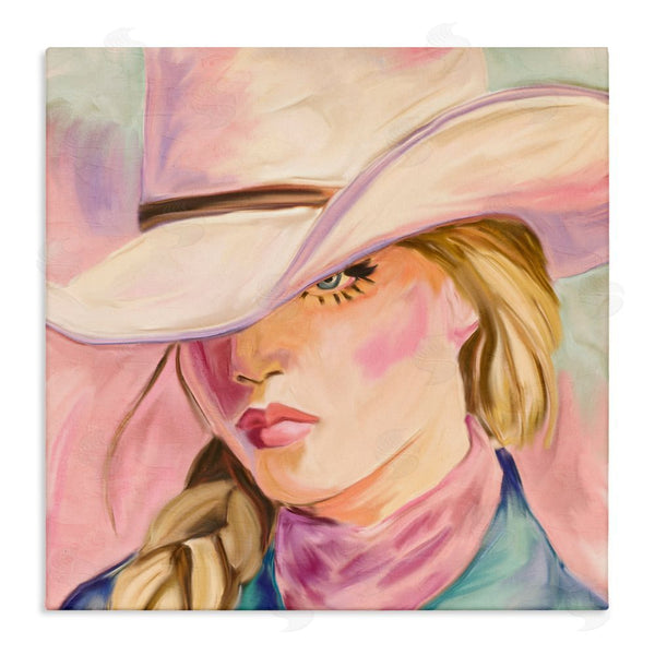 stupell industries Kim Allen | Pastel Cowgirl Gaze Beneath Hat Wall Art