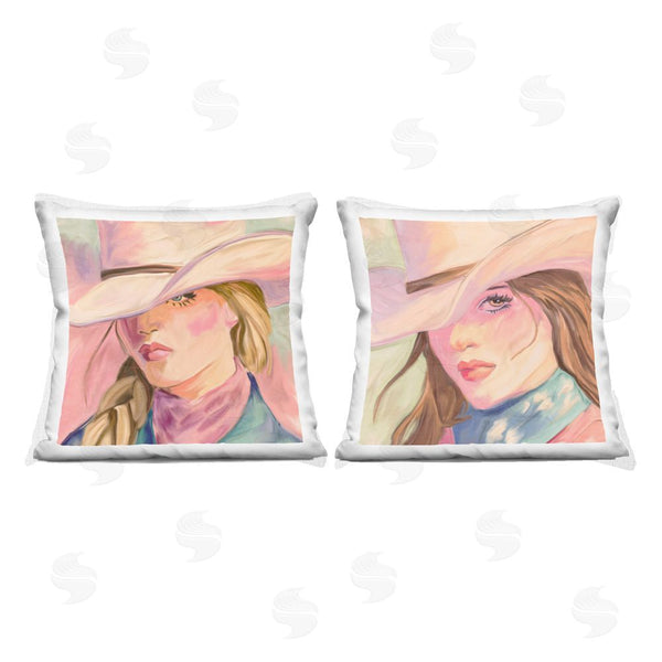 stupell industries Kim Allen | Pastel Cowgirls Gazing Printed Throw Pillow