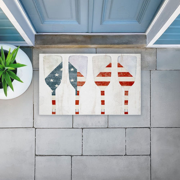 Stupell Industries Kim Allen | Patriotic Flag Boat Paddles Non-Woven Door Mat