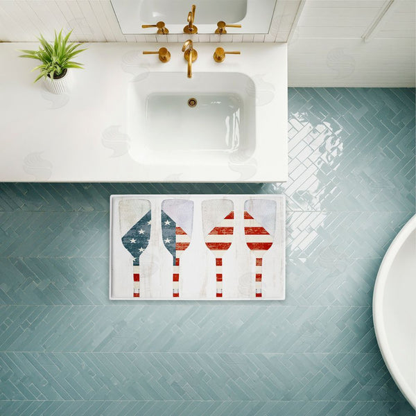 Stupell Industries Kim Allen | Patriotic Flag Boat Paddles Plush Bath Mat