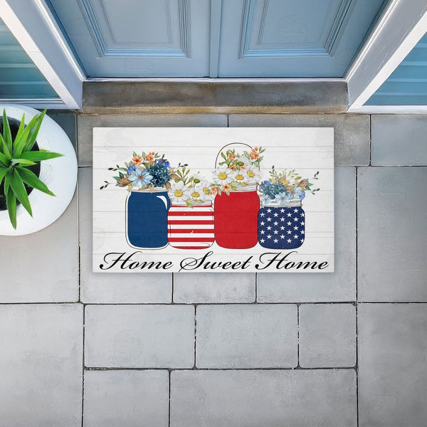Stupell Industries Kim Allen | Patriotic Flower Jars Non-Woven Door Mat