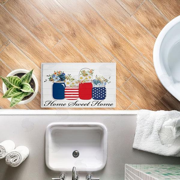 Stupell Industries Kim Allen | Patriotic Flower Jars Plush Bath Mat