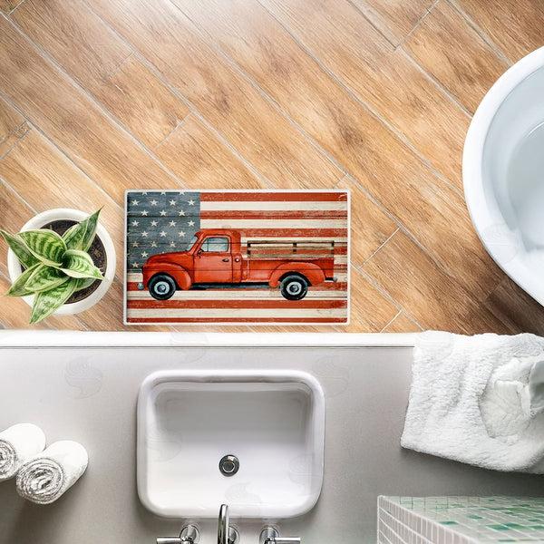 Stupell Industries Kim Allen | Patriotic USA Flag Truck Plush Bath Mat