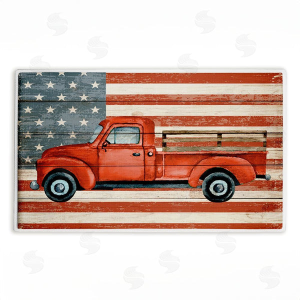 stupell industries Kim Allen | Patriotic USA Flag Truck Plush Bath Mat