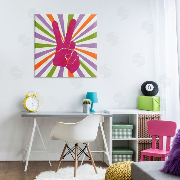 Stupell Industries Kim Allen | Peace Sign On Stripes Wall Art