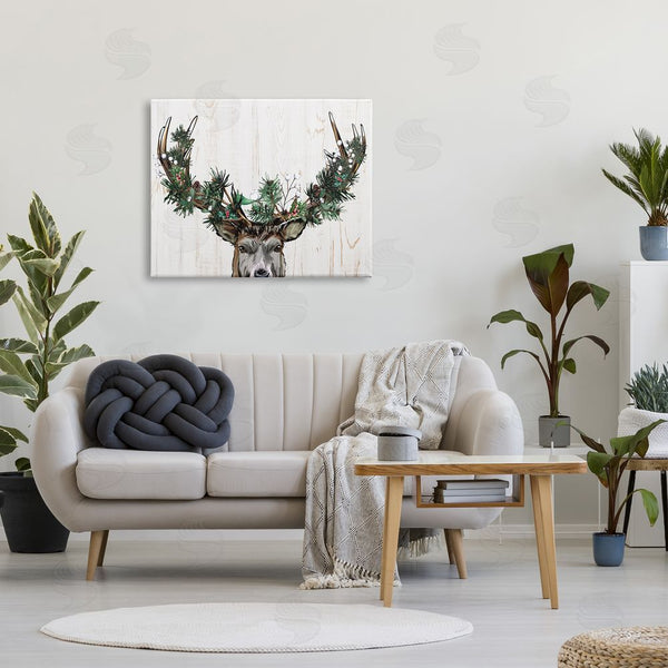 Stupell Industries Kim Allen | Pine Garland Deer Antlers Wall Art