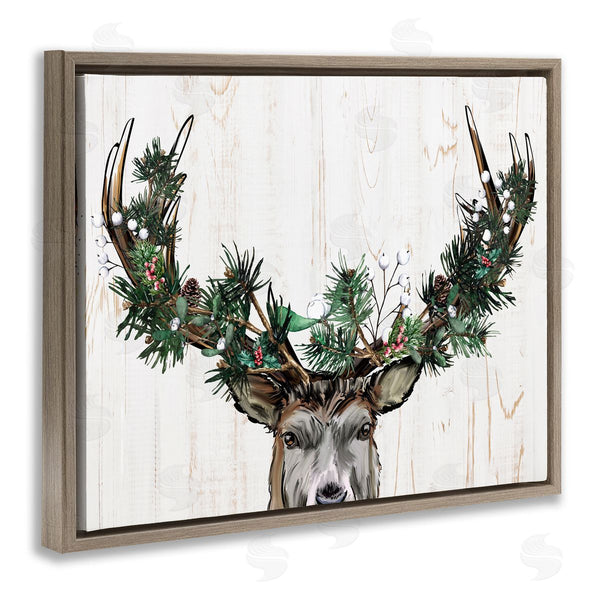 Stupell Industries Kim Allen | Pine Garland Deer Antlers Wall Art
