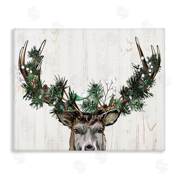 stupell industries Kim Allen | Pine Garland Deer Antlers Wall Art