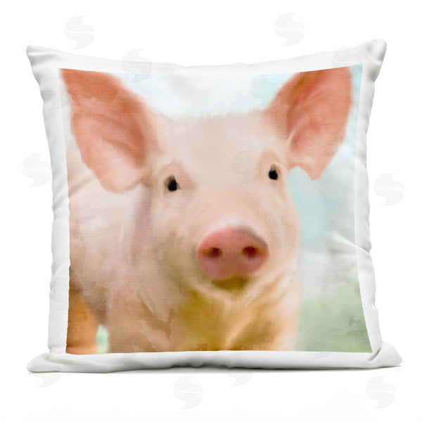 Stupell Industries Kim Allen | Pink Farm Pig Animal Portrait Printed Throw Pillow