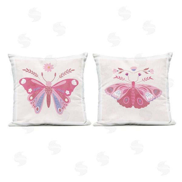 Stupell Industries Kim Allen | Pink Folk Butterflies Throw Pillow