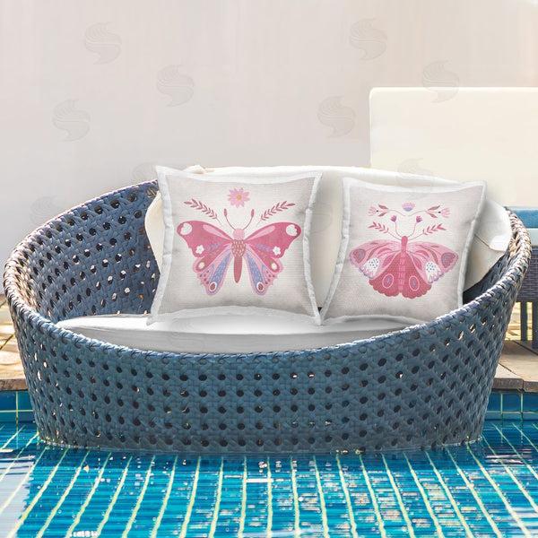 Stupell Industries Kim Allen | Pink Folk Butterflies Throw Pillow