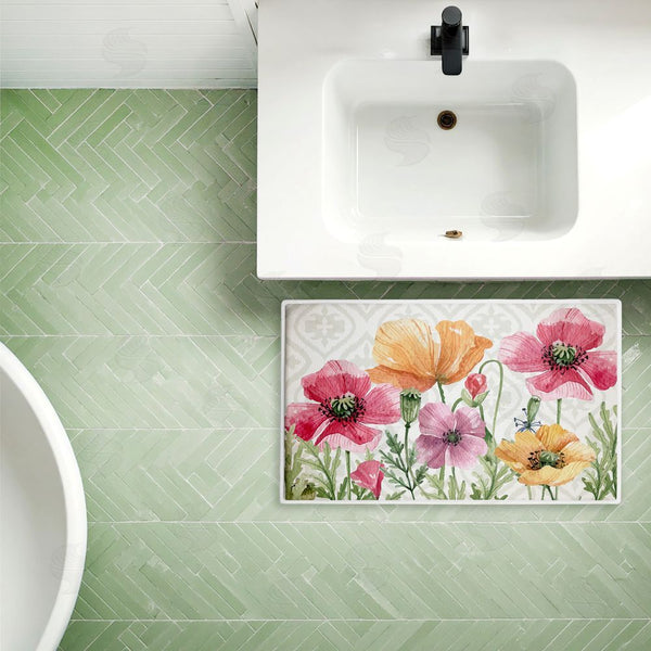 Stupell Industries Kim Allen | Poppy Place On Geometric Plush Bath Mat