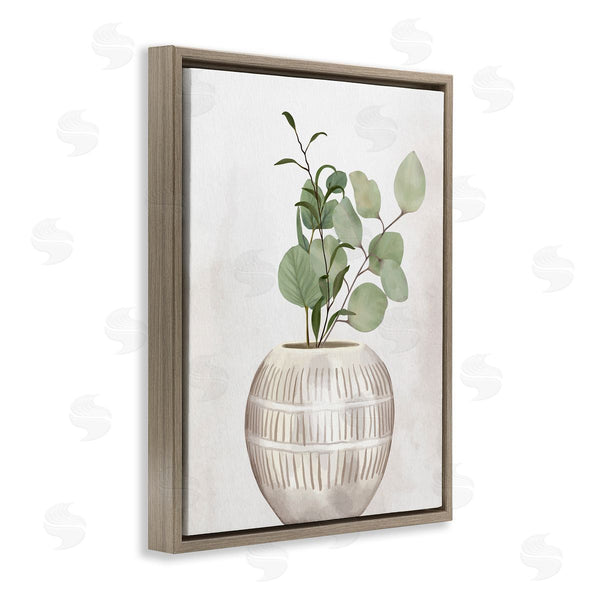 Stupell Industries Kim Allen | Potted Herbal Plants Round Leaves Patterned Vase Wall Art