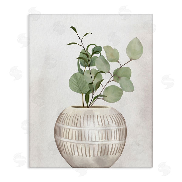 stupell industries Kim Allen | Potted Herbal Plants Round Leaves Patterned Vase Wall Art
