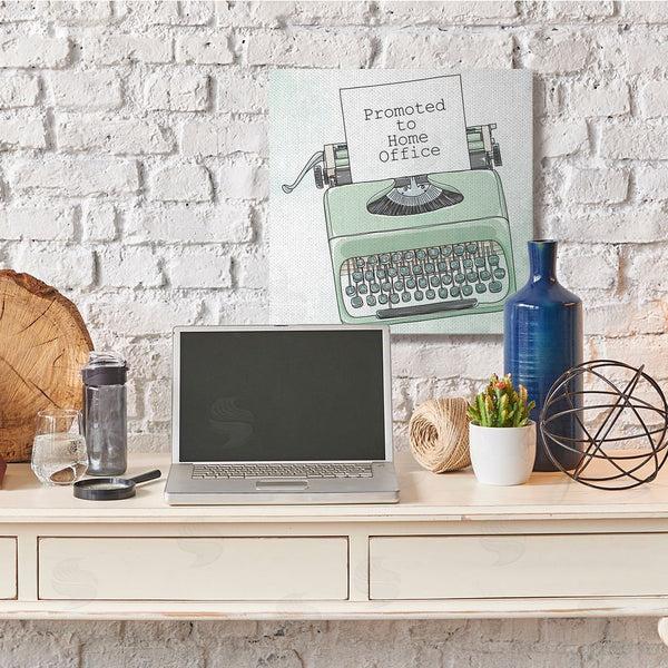 Stupell Industries Kim Allen | Promoted To Home Quote Green Watercolor Typewriter Wall Art