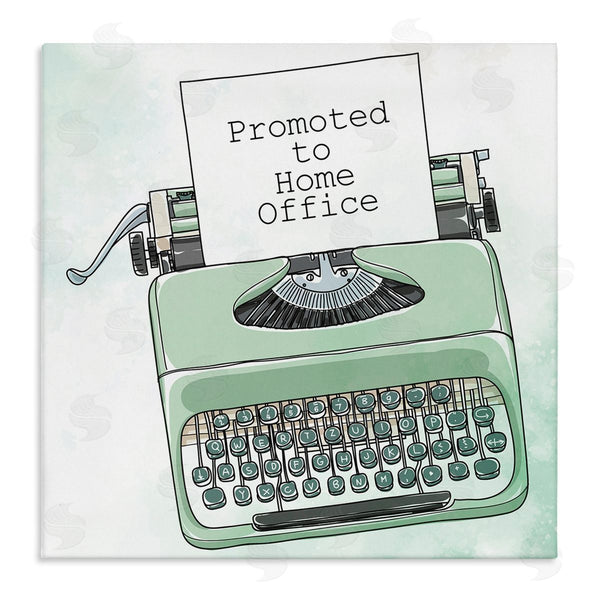 stupell industries Kim Allen | Promoted to Home Quote Green Watercolor Typewriter Wall Art
