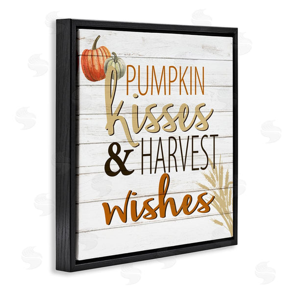 Stupell Industries Kim Allen | Pumpkin Kisses Harvest Wishes Autumn Sentiment Plank Pattern Wall Art