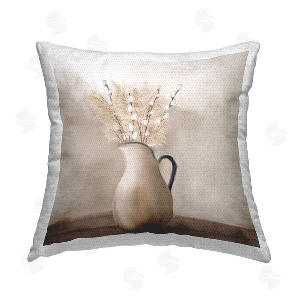 Stupell Industries Kim Allen | Pussy Willow Still Life Printed Throw Pillow