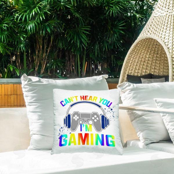 Stupell Industries Kim Allen | Rainbow Can't Hear You Gaming Printed Throw Pillow