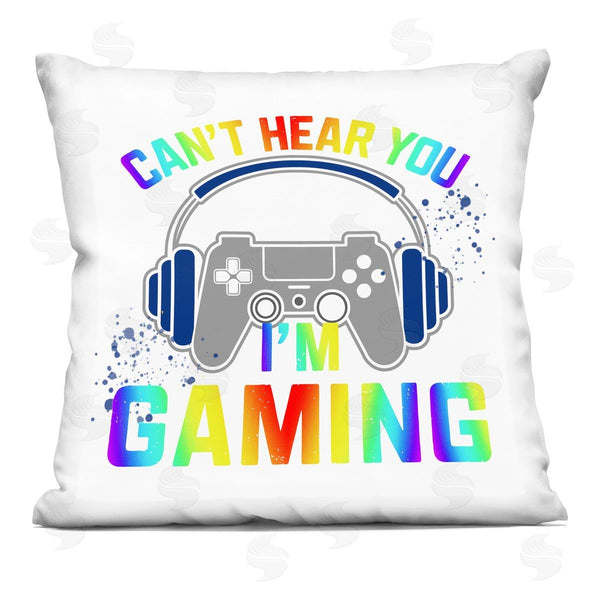 stupell industries Kim Allen | Rainbow Can't Hear You Gaming Printed Throw Pillow