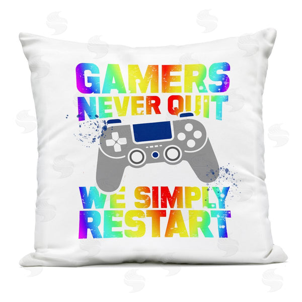 Stupell Industries Kim Allen | Rainbow Gamers Never Quit Printed Throw Pillow