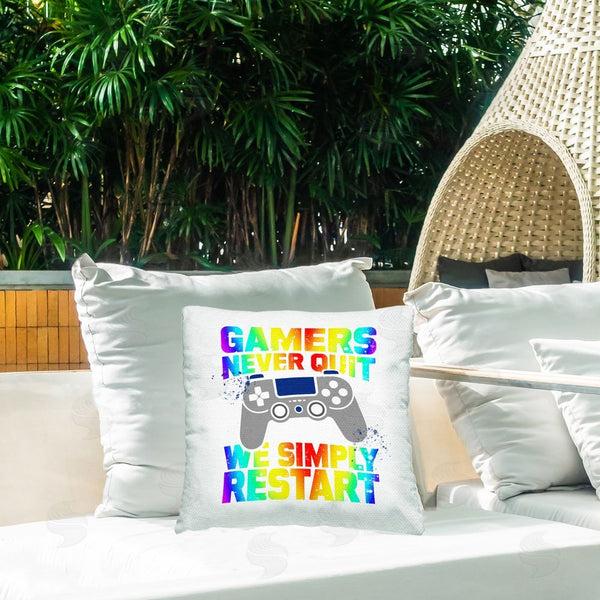 Stupell Industries Kim Allen | Rainbow Gamers Never Quit Printed Throw Pillow