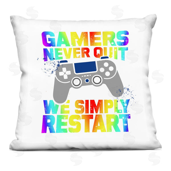 Stupell Industries Kim Allen | Rainbow Gamers Never Quit Printed Throw Pillow