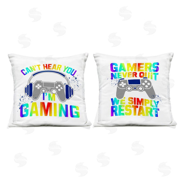 Stupell Industries Kim Allen | Rainbow Retro Gaming Phrases Printed Throw Pillow