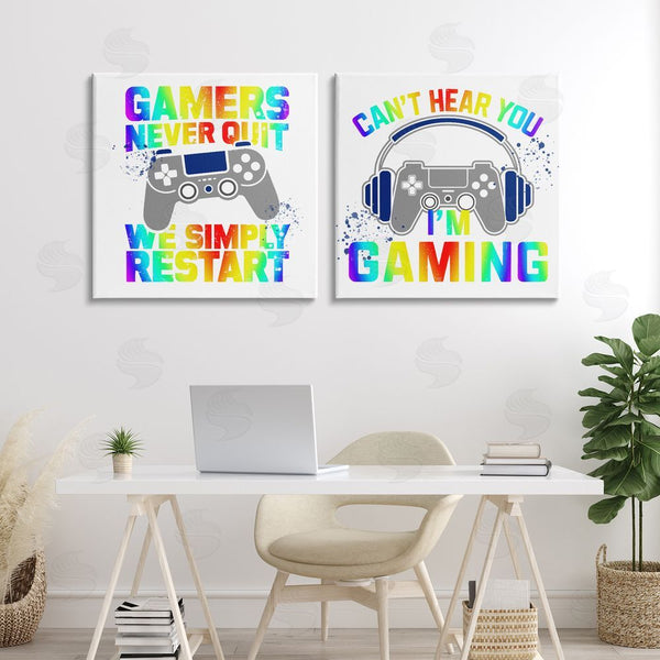 Stupell Industries Kim Allen | Rainbow Retro Gaming Phrases Wall Art