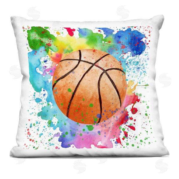 stupell industries Kim Allen | Rainbow Splatter Basketball Printed Throw Pillow