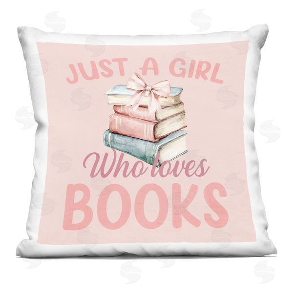 stupell industries Kim Allen | Reader Girl Who Loves Books Printed Throw Pillow