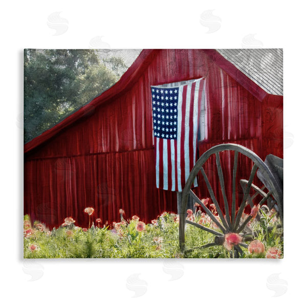 stupell industries Kim Allen | Red Barn with American Flag