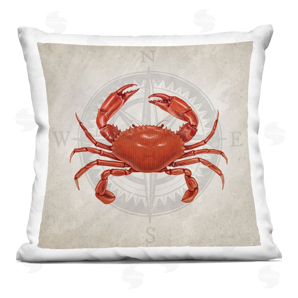 stupell industries Kim Allen | Red Crab over Compass Printed Throw Pillow