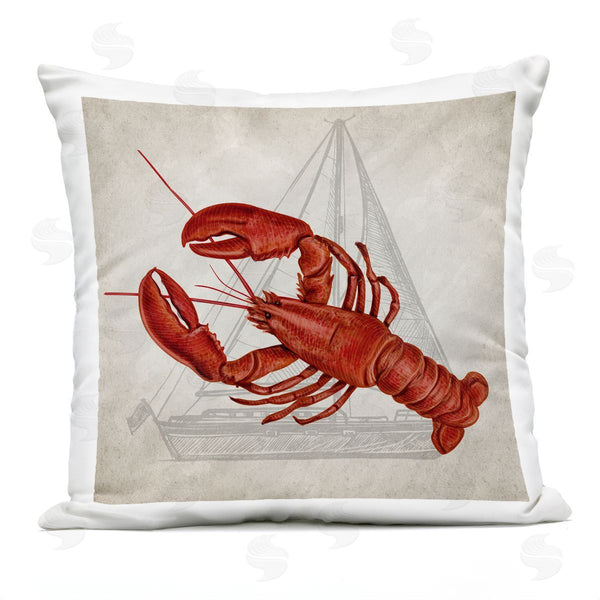 Stupell Industries Kim Allen | Red Lobster Over Compass Printed Throw Pillow