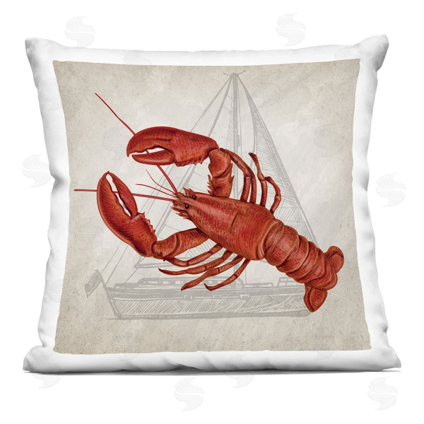 stupell industries Kim Allen | Red Lobster over Compass Printed Throw Pillow
