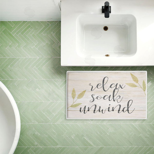 Stupell Industries Kim Allen | Relax Soak Unwind Minimal Plush Bath Mat
